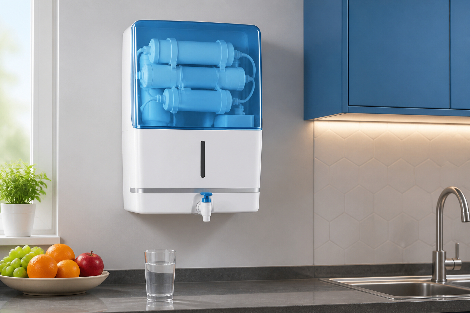 Wall mounted RO water purifier installation